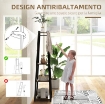 APPENDIABITI DA TERRA CON 8 GANCI, 3 RIPIANI E MENSOLA SUPERIORE, 34X34X170 CM, MARRONE