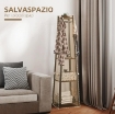 APPENDIABITI DA TERRA CON 8 GANCI, 3 RIPIANI E MENSOLA SUPERIORE, 34X34X170 CM, MARRONE