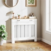 COPRITERMOSIFONE A DOGHE ANTIRIBALTAMENTO CON CASSETTO PORTAOGGETTI IN LEGNO 112X19X97 CM BIANCO