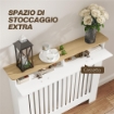 COPRITERMOSIFONE A DOGHE ANTIRIBALTAMENTO CON CASSETTO PORTAOGGETTI IN LEGNO 112X19X97 CM BIANCO