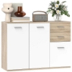 CREDENZA MODERNA CON 3 ARMADIETTI E 2 CASSETTI IN LEGNO 106X35X76 CM COLOR LEGNO