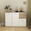 CREDENZA MODERNA CON 3 ARMADIETTI E 2 CASSETTI IN LEGNO 106X35X76 CM COLOR LEGNO