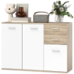CREDENZA MODERNA CON 3 ARMADIETTI E 2 CASSETTI IN LEGNO 106X35X76 CM COLOR LEGNO