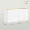 CREDENZA MODERNA CON ARMADIETTI A 2 ANTE CHIUSURA AMMORTIZZATA E RIPIANI REGOLABILI 140X40X75 CM BIANCO LUCIDO