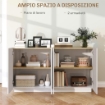 CREDENZA MODERNA CON ARMADIETTI A 2 ANTE CHIUSURA AMMORTIZZATA E RIPIANI REGOLABILI 140X40X75 CM BIANCO LUCIDO