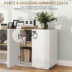 CREDENZA MODERNA CON ARMADIETTI A 2 ANTE CHIUSURA AMMORTIZZATA E RIPIANI REGOLABILI 140X40X75 CM BIANCO LUCIDO