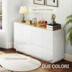 CREDENZA MODERNA CON ARMADIETTI A 2 ANTE CHIUSURA AMMORTIZZATA E RIPIANI REGOLABILI 140X40X75 CM BIANCO LUCIDO