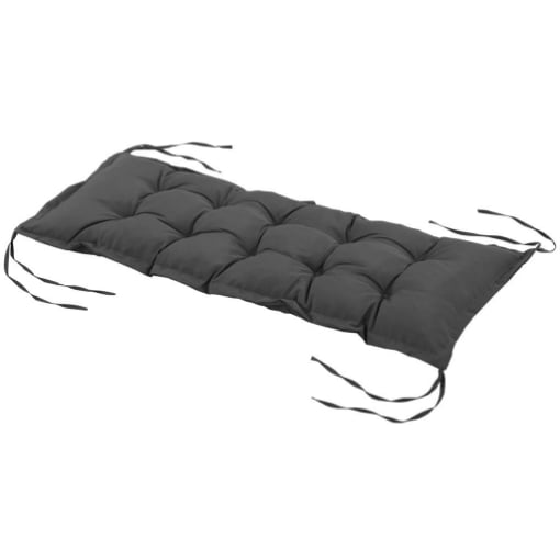 CUSCINO PER PANCHINA DA GIARDINO CON LACCETTI E IMBOTTITURA SPESSA, 100X40CM, GRIGIO SCURO