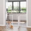 CANCELLINO PER CANI A 3 ESTENSIONI CON LARGHEZZA REGOLABILE 74-148 X 76,2 CM E CHIUSURA AUTOMATICA, BIANCO
