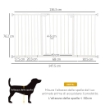 CANCELLINO PER CANI A 3 ESTENSIONI CON LARGHEZZA REGOLABILE 74-148 X 76,2 CM E CHIUSURA AUTOMATICA, BIANCO