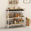 CARRELLO PORTAVIVANDE A 4 LIVELLI CON PORTABOTTIGLIE E 5 GANCI RIMOVIBILI, IN LEGNO E METALLO, 96.5X38X96.7 CM