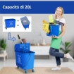 CARRELLO PER PULIZIE IN PLASTICA PP DA 20L CON SECCHIO E STRIZZATORE, 60X27X70.5 CM, BLU