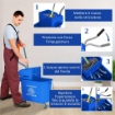 CARRELLO PER PULIZIE IN PLASTICA PP DA 20L CON SECCHIO E STRIZZATORE, 60X27X70.5 CM, BLU
