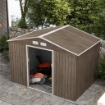 CASETTA DA GIARDINO IN ACCIAIO CON 4 PRESE D'ARIA E 2 PORTE SCORREVOLI, 277X195X192 CM, MARRONE CHIARO