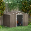 CASETTA DA GIARDINO IN ACCIAIO CON 4 PRESE D'ARIA E 2 PORTE SCORREVOLI, 277X195X192 CM, MARRONE CHIARO