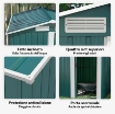 CASETTA DA GIARDINO PORTA ATTREZZI IN ACCIAIO CON TETTO INCLINATO E 4 PRESE D'ARIA, 152X132X188 CM, VERDE