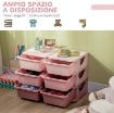CASSETTIERA 6 CASSETTI PER BAMBINI 3-6 ANNI CON BORDI ARROTONDATI, IN PP ROSA, 75X37X56.5 CM