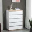 CASSETTIERA 5 CASSETTI MINIMAL IN LEGNO, 80X40X109 CM, BIANCO E COLOR ROVERE