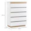 CASSETTIERA 5 CASSETTI MINIMAL IN LEGNO, 80X40X109 CM, BIANCO E COLOR ROVERE