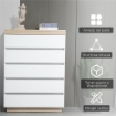 CASSETTIERA 5 CASSETTI MINIMAL IN LEGNO, 80X40X109 CM, BIANCO E COLOR ROVERE