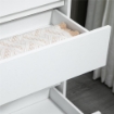 CASSETTIERA 5 CASSETTI MINIMAL IN LEGNO, 80X40X109 CM, BIANCO E COLOR ROVERE