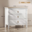 CASSETTIERA PER CAMERA DA LETTO A 3 CASSETTI CON MANIGLIE IN FINTA PELLE, 80X40X78.5 CM, BIANCO