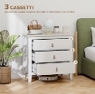 CASSETTIERA PER CAMERA DA LETTO A 3 CASSETTI CON MANIGLIE IN FINTA PELLE, 80X40X78.5 CM, BIANCO