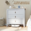 CASSETTIERA PER CAMERA DA LETTO A 3 CASSETTI CON MANIGLIE IN FINTA PELLE, 80X40X78.5 CM, BIANCO