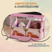 CAVALLETTO ARTISTICO PER BAMBINI 3-8 ANNI CON LAVAGNA A 2 LATI E 2 CESTINI CONTENITORI, IN LEGNO, 53.5X49X113 CM, ROSA
