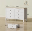 CASSETTIERA PER CAMERA DA LETTO A 6 CASSETTI CON MANIGLIE IN FINTA PELLE, 120X40X78 CM, BIANCO