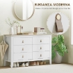 CASSETTIERA PER CAMERA DA LETTO A 6 CASSETTI CON MANIGLIE IN FINTA PELLE, 120X40X78 CM, BIANCO