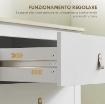 CASSETTIERA PER CAMERA DA LETTO A 6 CASSETTI CON MANIGLIE IN FINTA PELLE, 120X40X78 CM, BIANCO