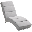 CHAISE LONGUE RECLINABILE CON SCHIENALE ALTO, IMBOTTITURA SPESSA E GAMBE IN METALLO, GRIGIO CHIARO