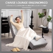 CHAISE LONGUE RECLINABILE CON SCHIENALE ALTO, IMBOTTITURA SPESSA E GAMBE IN METALLO, GRIGIO CHIARO