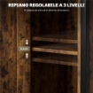 COMODINO INDUSTRIALE CON 2 RIPIANI E SCAFFALE INTERNO REGOLABILE, IN LEGNO E ACCIAIO, 34X30X80 CM, MARRONE