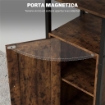 COMODINO INDUSTRIALE CON 2 RIPIANI E SCAFFALE INTERNO REGOLABILE, IN LEGNO E ACCIAIO, 34X30X80 CM, MARRONE