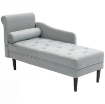 CHAISE LONGUE CON RIVESTIMENTO TRAPUNTATO EFFETTO VELLUTO GRIGIO, IN LEGNO MASSELLO E SPUGNA, 146X61X82.5 CM