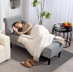 CHAISE LONGUE CON RIVESTIMENTO TRAPUNTATO EFFETTO VELLUTO GRIGIO, IN LEGNO MASSELLO E SPUGNA, 146X61X82.5 CM