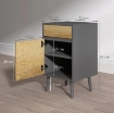 COMODINO CON CASSETTO E ARMADIETTO MODERNO SENZA MANIGLIE, 40X39X69 CM, GRIGIO SCURO E LEGNO