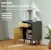 COMODINO CON CASSETTO E ARMADIETTO MODERNO SENZA MANIGLIE, 40X39X69 CM, GRIGIO SCURO E LEGNO