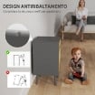 COMODINO CON CASSETTO E ARMADIETTO MODERNO SENZA MANIGLIE, 40X39X69 CM, GRIGIO SCURO E LEGNO