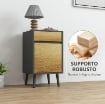 COMODINO CON CASSETTO E ARMADIETTO MODERNO SENZA MANIGLIE, 40X39X69 CM, GRIGIO SCURO E LEGNO