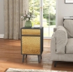 COMODINO CON CASSETTO E ARMADIETTO MODERNO SENZA MANIGLIE, 40X39X69 CM, GRIGIO SCURO E LEGNO
