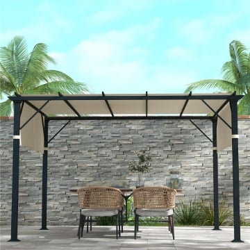 COPERTURA PER GAZEBO PERGOLA 3X3 M IN POLIESTERE CON TASCHE E CINGHIE, 488X122 CM, BIANCO CREMA