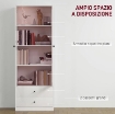 CREDENZA CUCINA CON ARMADIETTO E 2 CASSETTI, ANTE IN VETRO E RIPIANI REGOLABILI, 59X30X164 CM, BIANCO