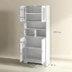 CREDENZA CUCINA CON 2 ARMADIETTI E 3 VANI APERTI, ANTE A VETRO E RIPIANI REGOLABILI, 60X30X145.5 CM, BIANCO