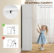 CREDENZA CUCINA CON 2 ARMADIETTI E 3 VANI APERTI, ANTE A VETRO E RIPIANI REGOLABILI, 60X30X145.5 CM, BIANCO