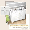CREDENZA MODERNA IN LEGNO CON 3 CASSETTI E 2 ARMADIETTI A 2 LIVELLI, 90X32X80 CM, BIANCO