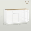 CREDENZA DA CUCINA MODERNA CON CASSETTO E 3 ARMADIETTI CON RIPIANI REGOLABILI, 140X40X75 CM, BIANCO