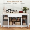 CREDENZA DA CUCINA MODERNA CON CASSETTO E 3 ARMADIETTI CON RIPIANI REGOLABILI, 140X40X75 CM, BIANCO
